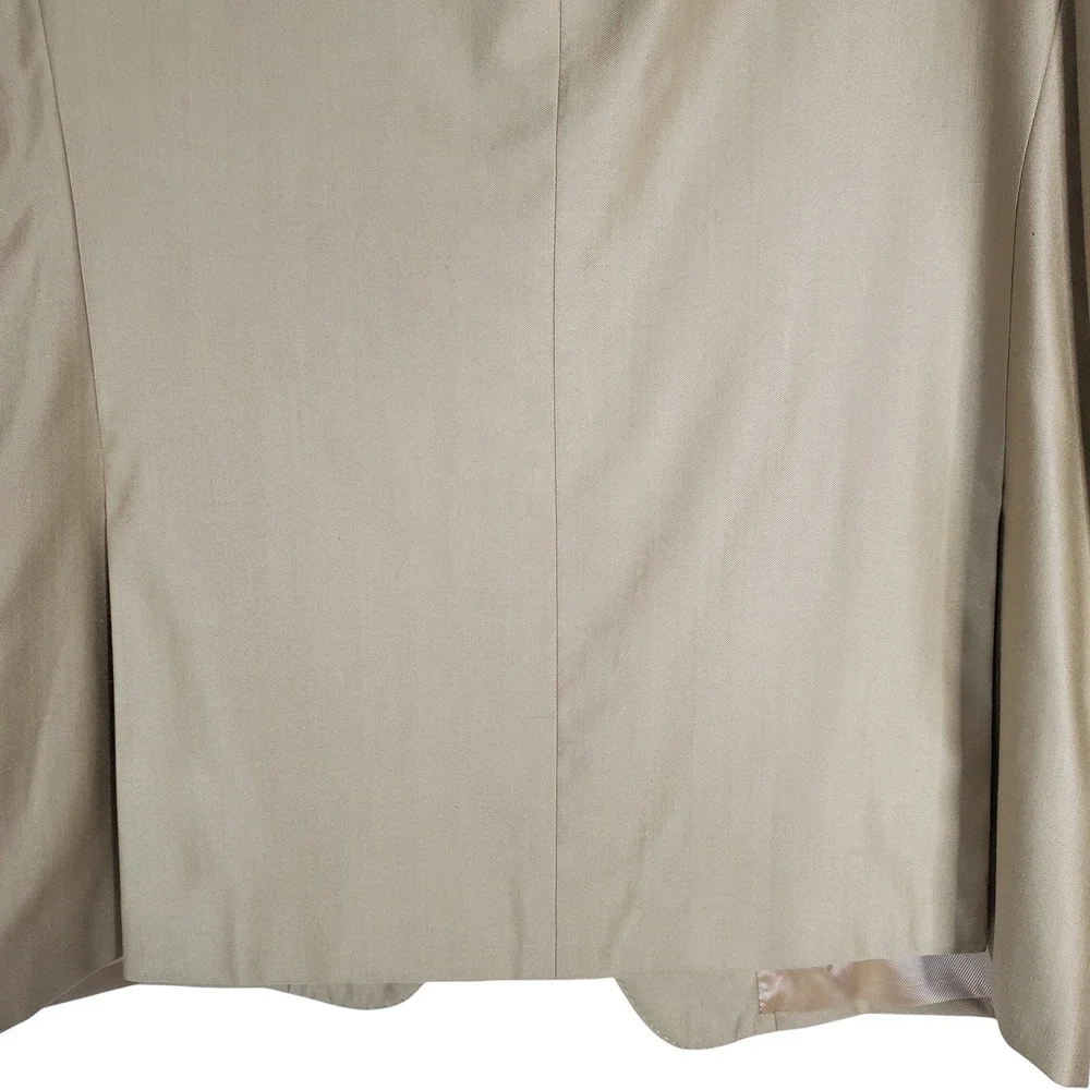 Sean John 43R 37R Gold Beige Silk Wool Two-Piece Suit Blazer Pants Career Formal